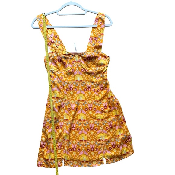 Free People Yellow Floral Sasha Mini Dress Size XS Boho Cottagecore Festival - Picture 7 of 14